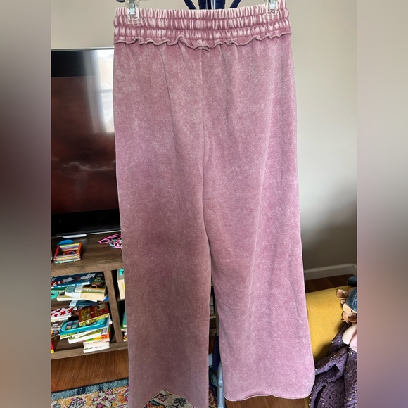 NWOT Zenana Outfitters Dusty Rose Wide Leg Sweatpants - Picture 7 of 8